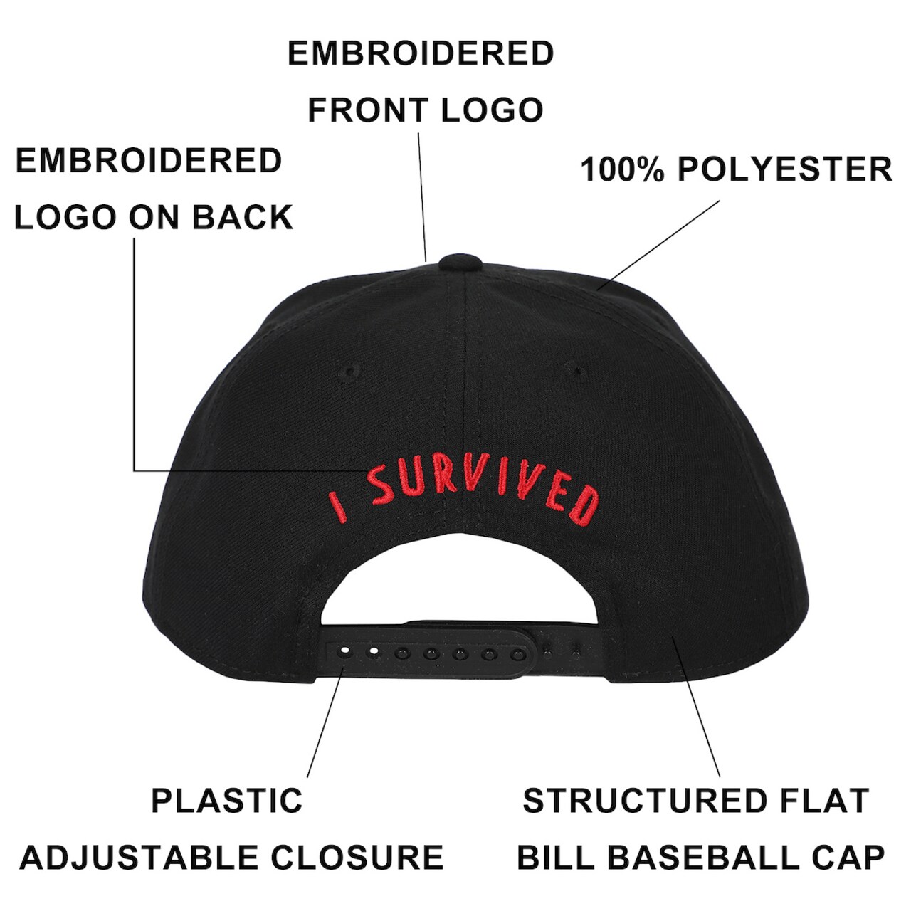Five Nights At Freddy’s I Survived Black Flat Bill Baseball Cap